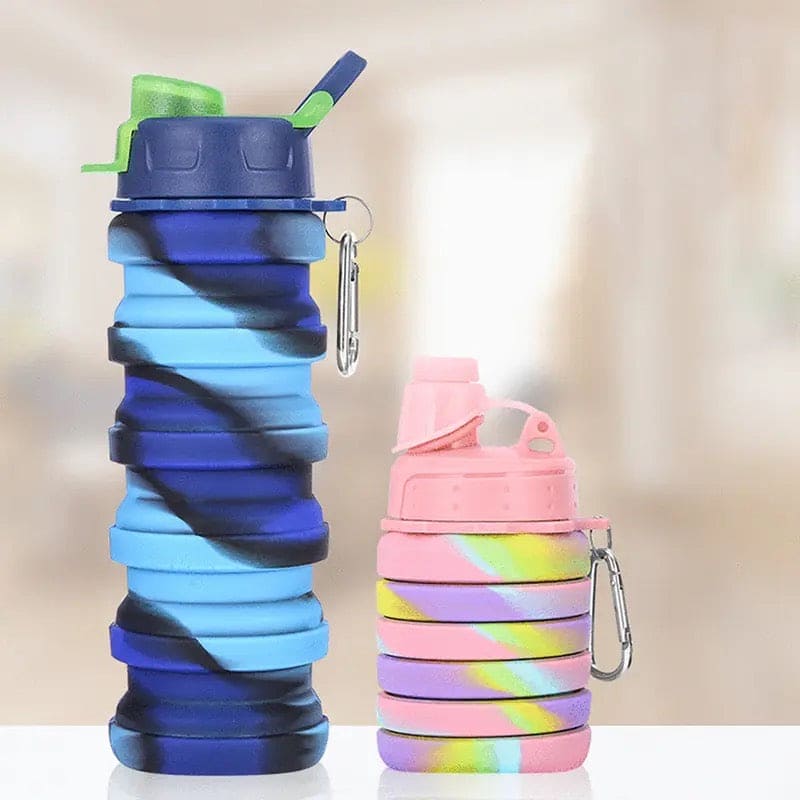 500ml Creative Portable Silicone Folding Sports Water Bottle, Tie Dye Silicone Foldable Water Cups, Collapsible Water Bottle, Leak Proof Water Bottles For Outdoor Camping 500ml Creative Portable Silicone Folding Sports Water Bottle, Tie Dye Silicone Foldable Water Cups, Collapsible Water Bottle, Leak Proof Water Bottles For Outdoor Camping